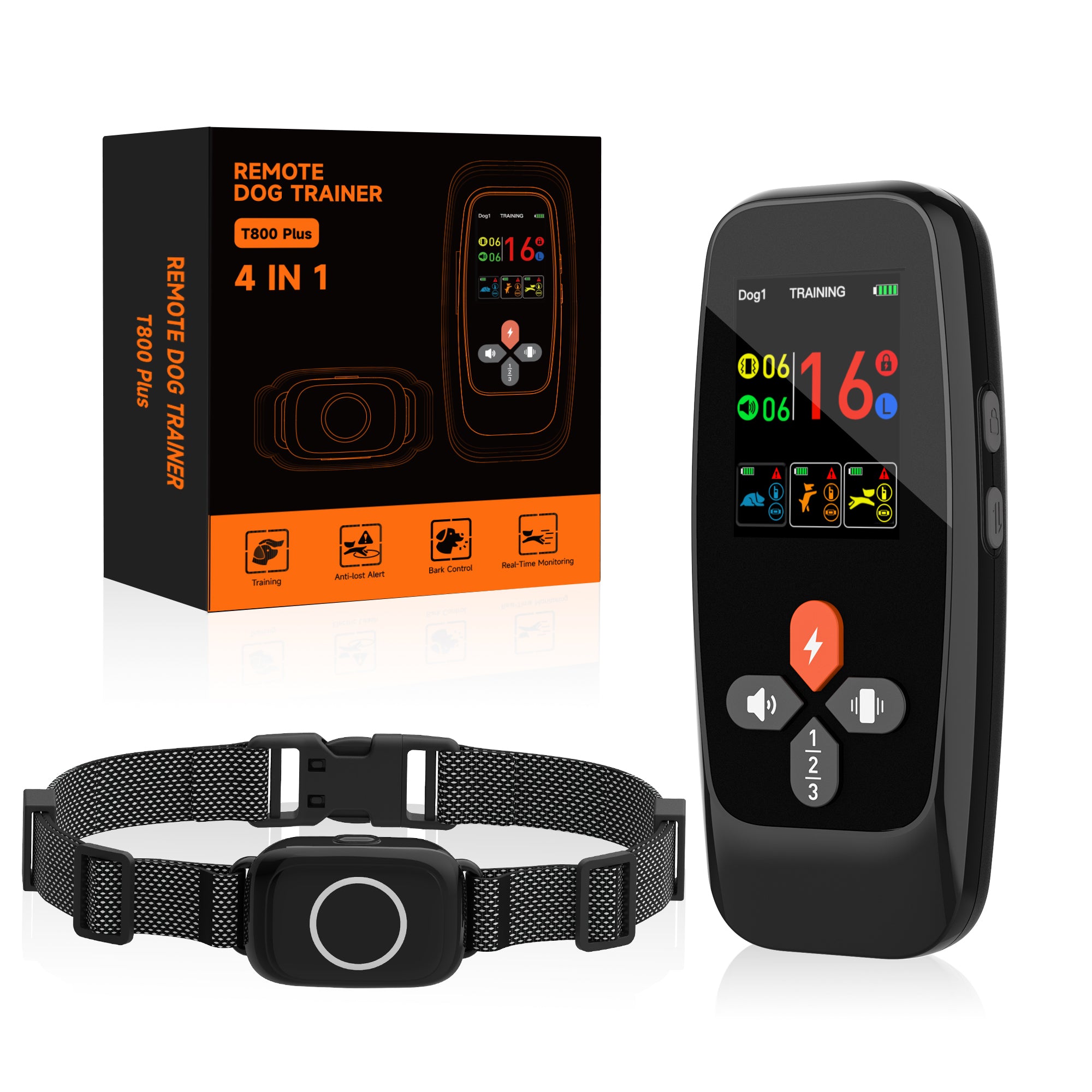 T800Plus 2-in-1 Smart Dog Trainer (Remote + Auto Bark) — with Anti-Lost Alert & Activity Monitor