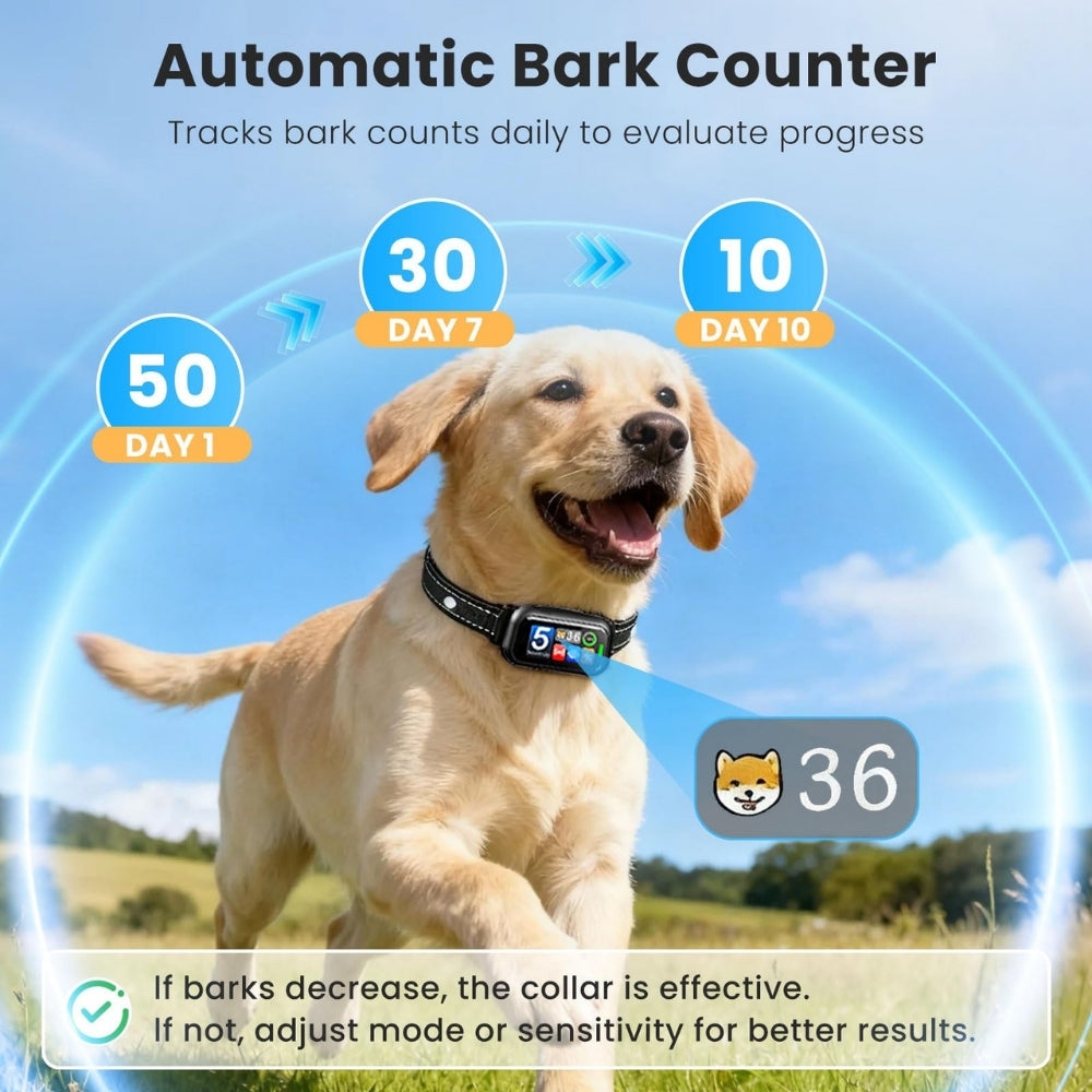 BR01 Smart Anti-Bark Collar with Colour Display & Bark Counter