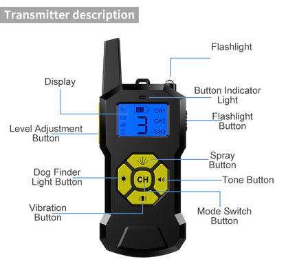 Bark Doctor T500 Vibration+Spray Remote Dog Training Collar